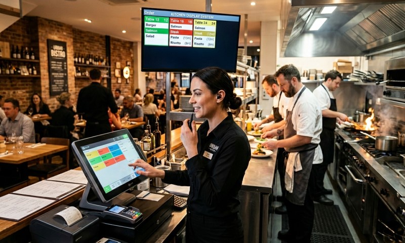 waiter using a modern POS system