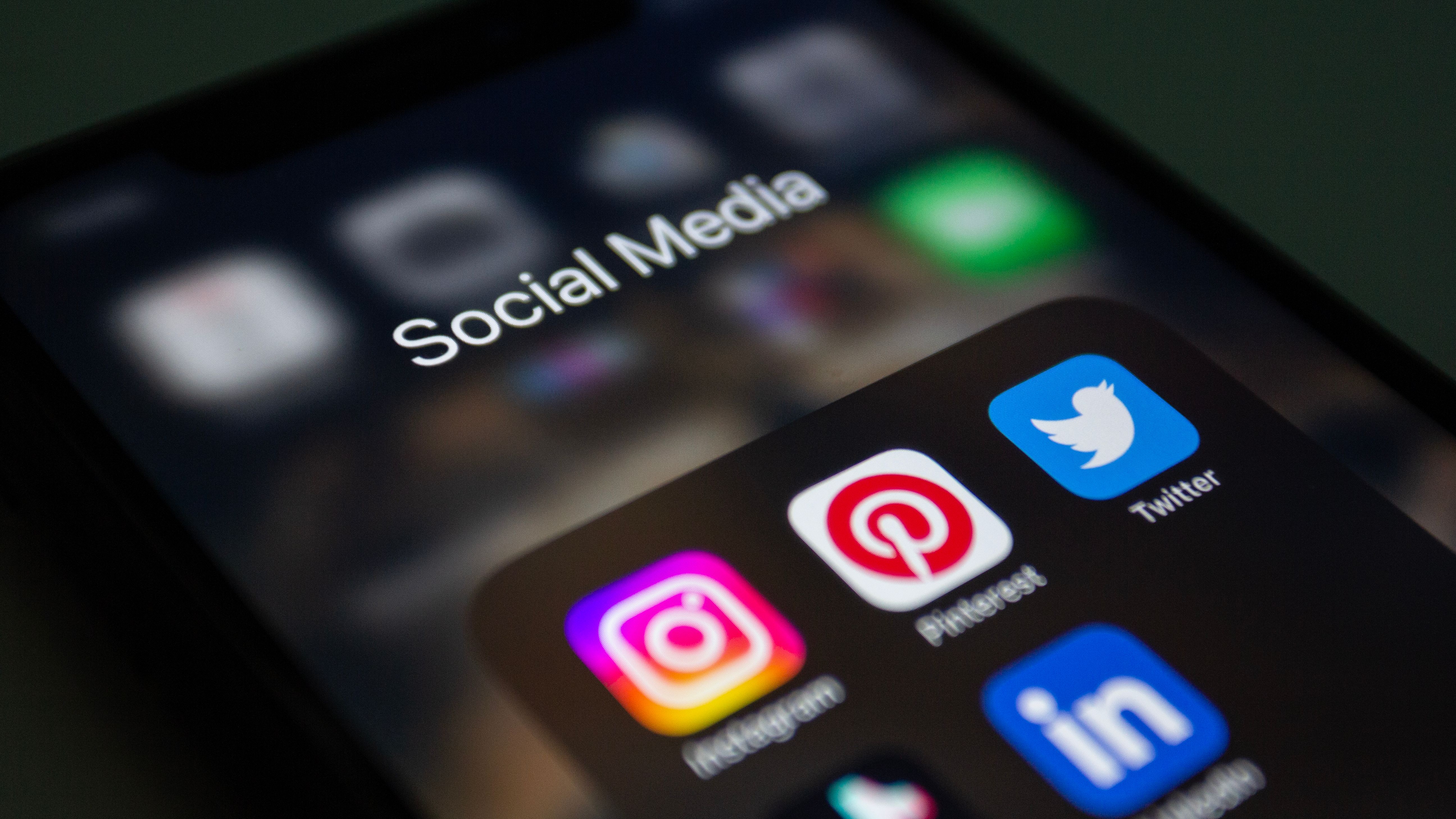 Smartphone screen displaying popular social media apps